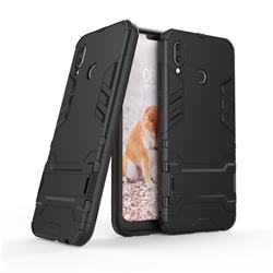 Armor Premium Tactical Grip Kickstand Shockproof Dual Layer Rugged Hard Cover for Huawei Honor Play(6.3 inch) - Black