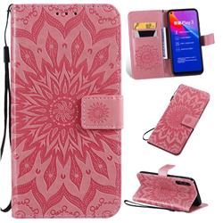 Embossing Sunflower Leather Wallet Case for Huawei Honor Play 3 - Pink