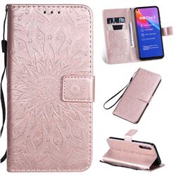 Embossing Sunflower Leather Wallet Case for Huawei Honor Play 3 - Rose Gold