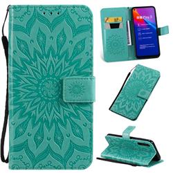 Embossing Sunflower Leather Wallet Case for Huawei Honor Play 3 - Green