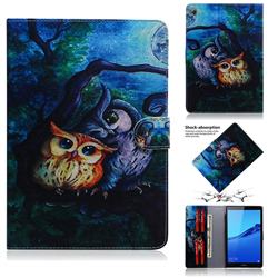 Oil Painting Owl Painting Tablet Leather Wallet Flip Cover for Huawei Honor Tab 5 (8 inch)