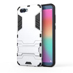 Armor Premium Tactical Grip Kickstand Shockproof Dual Layer Rugged Hard Cover for Huawei Honor View 10 (V10) - Silver