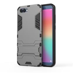 Armor Premium Tactical Grip Kickstand Shockproof Dual Layer Rugged Hard Cover for Huawei Honor View 10 (V10) - Gray