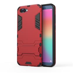 Armor Premium Tactical Grip Kickstand Shockproof Dual Layer Rugged Hard Cover for Huawei Honor View 10 (V10) - Wine Red