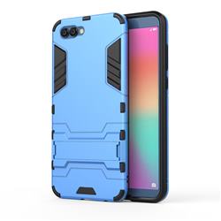 Armor Premium Tactical Grip Kickstand Shockproof Dual Layer Rugged Hard Cover for Huawei Honor View 10 (V10) - Light Blue