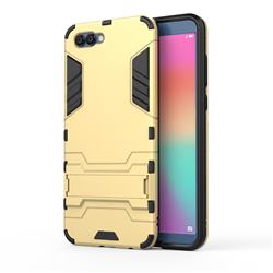 Armor Premium Tactical Grip Kickstand Shockproof Dual Layer Rugged Hard Cover for Huawei Honor View 10 (V10) - Golden