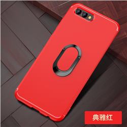 Anti-fall Invisible 360 Rotating Ring Grip Holder Kickstand Phone Cover for Huawei Honor View 10 (V10) - Red