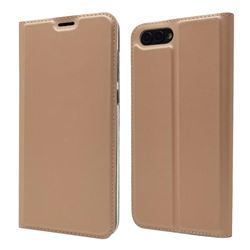 Ultra Slim Card Magnetic Automatic Suction Leather Wallet Case for Huawei Honor View 10 (V10) - Rose Gold