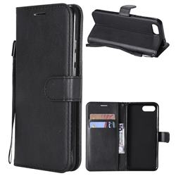 Retro Greek Classic Smooth PU Leather Wallet Phone Case for Huawei Honor View 10 (V10) - Black
