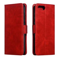 Retro Classic Calf Pattern Leather Wallet Phone Case for Huawei Honor View 10 (V10) - Red