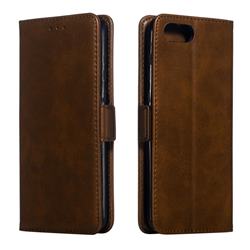 Retro Classic Calf Pattern Leather Wallet Phone Case for Huawei Honor View 10 (V10) - Brown