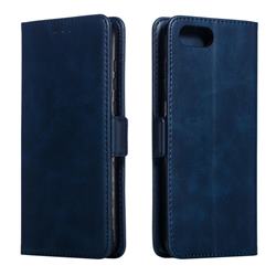 Retro Classic Calf Pattern Leather Wallet Phone Case for Huawei Honor View 10 (V10) - Blue