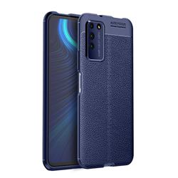 Luxury Auto Focus Litchi Texture Silicone TPU Back Cover for Huawei Honor X10 5G - Dark Blue