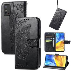 Embossing Mandala Flower Butterfly Leather Wallet Case for Huawei Honor X10 Max 5G - Black