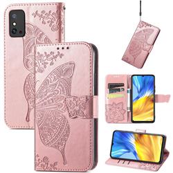 Embossing Mandala Flower Butterfly Leather Wallet Case for Huawei Honor X10 Max 5G - Rose Gold