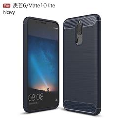 Luxury Carbon Fiber Brushed Wire Drawing Silicone TPU Back Cover for Huawei Mate 10 Lite / Nova 2i / Horor 9i / G10 - Navy