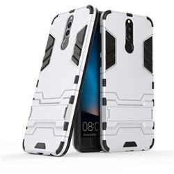 Armor Premium Tactical Grip Kickstand Shockproof Dual Layer Rugged Hard Cover for Huawei Mate 10 Lite / Nova 2i / Horor 9i / G10 - Silver