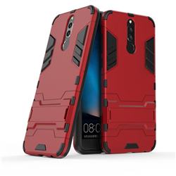 Armor Premium Tactical Grip Kickstand Shockproof Dual Layer Rugged Hard Cover for Huawei Mate 10 Lite / Nova 2i / Horor 9i / G10 - Wine Red