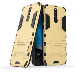 Armor Premium Tactical Grip Kickstand Shockproof Dual Layer Rugged Hard Cover for Huawei Mate 10 Lite / Nova 2i / Horor 9i / G10 - Golden