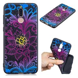 Colorful Lace 3D Embossed Relief Black TPU Cell Phone Back Cover for Huawei Mate 10 Lite / Nova 2i / Horor 9i / G10