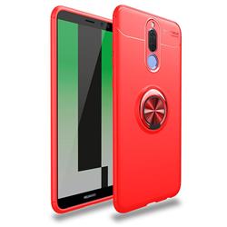 Auto Focus Invisible Ring Holder Soft Phone Case for Huawei Mate 10 Lite / Nova 2i / Horor 9i / G10 - Red