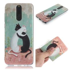 Black and White Cat IMD Soft TPU Cell Phone Back Cover for Huawei Mate 10 Lite / Nova 2i / Horor 9i / G10