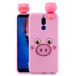 Small Pink Pig Soft 3D Climbing Doll Soft Case for Huawei Mate 10 Lite / Nova 2i / Horor 9i / G10