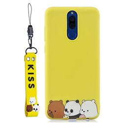 Yellow Bear Family Soft Kiss Candy Hand Strap Silicone Case for Huawei Mate 10 Lite / Nova 2i / Horor 9i / G10