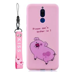 Pink Cute Pig Soft Kiss Candy Hand Strap Silicone Case for Huawei Mate 10 Lite / Nova 2i / Horor 9i / G10