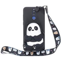 Cute Panda Neck Lanyard Zipper Wallet Silicone Case for Huawei Mate 10 Lite / Nova 2i / Horor 9i / G10