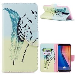 Feather Bird Leather Wallet Case for Huawei Mate 10 Lite / Nova 2i / Horor 9i / G10
