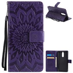 Embossing Sunflower Leather Wallet Case for Huawei Mate 10 Lite / Nova 2i / Horor 9i / G10 - Purple