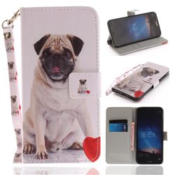 Pug Dog Hand Strap Leather Wallet Case for Huawei Mate 10 Lite / Nova 2i / Horor 9i / G10