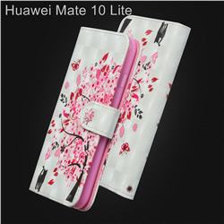 Tree and Cat 3D Painted Leather Wallet Case for Huawei Mate 10 Lite / Nova 2i / Horor 9i / G10