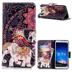 Totem Flower Elephant Leather Wallet Case for Huawei Mate 10 Lite / Nova 2i / Horor 9i / G10
