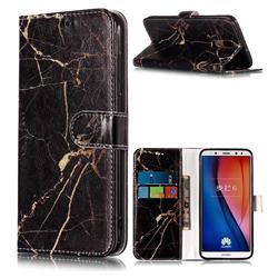 Black Gold Marble PU Leather Wallet Case for Huawei Mate 10 Lite / Nova 2i / Horor 9i / G10