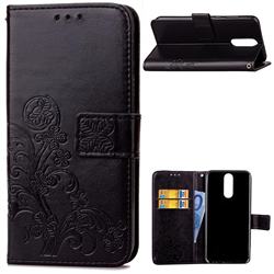 Embossing Imprint Four-Leaf Clover Leather Wallet Case for Huawei Mate 10 Lite / Nova 2i / Horor 9i / G10 - Black