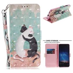 Black and White Cat 3D Painted Leather Wallet Phone Case for Huawei Mate 10 Lite / Nova 2i / Horor 9i / G10