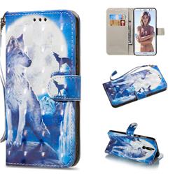Ice Wolf 3D Painted Leather Wallet Phone Case for Huawei Mate 10 Lite / Nova 2i / Horor 9i / G10