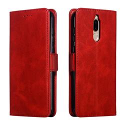 Retro Classic Calf Pattern Leather Wallet Phone Case for Huawei Mate 10 Lite / Nova 2i / Horor 9i / G10 - Red