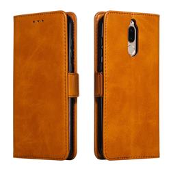 Retro Classic Calf Pattern Leather Wallet Phone Case for Huawei Mate 10 Lite / Nova 2i / Horor 9i / G10 - Yellow