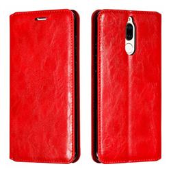 Retro Slim Magnetic Crazy Horse PU Leather Wallet Case for Huawei Mate 10 Lite / Nova 2i / Horor 9i / G10 - Red