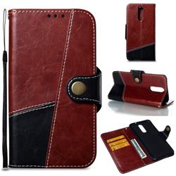 Retro Magnetic Stitching Wallet Flip Cover for Huawei Mate 10 Lite / Nova 2i / Horor 9i / G10 - Dark Red