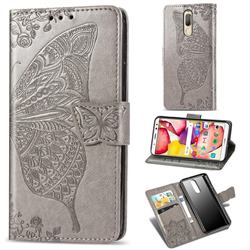 Embossing Mandala Flower Butterfly Leather Wallet Case for Huawei Mate 10 Lite / Nova 2i / Horor 9i / G10 - Gray