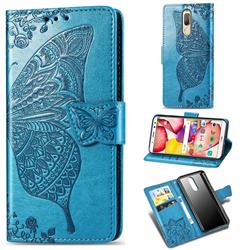 Embossing Mandala Flower Butterfly Leather Wallet Case for Huawei Mate 10 Lite / Nova 2i / Horor 9i / G10 - Blue