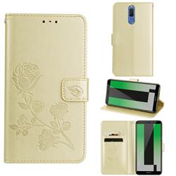Embossing Rose Flower Leather Wallet Case for Huawei Mate 10 Lite / Nova 2i / Horor 9i / G10 - Golden