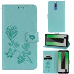 Embossing Rose Flower Leather Wallet Case for Huawei Mate 10 Lite / Nova 2i / Horor 9i / G10 - Green
