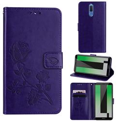 Embossing Rose Flower Leather Wallet Case for Huawei Mate 10 Lite / Nova 2i / Horor 9i / G10 - Purple