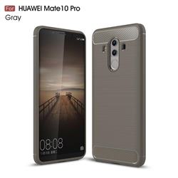 Luxury Carbon Fiber Brushed Wire Drawing Silicone TPU Back Cover for Huawei Mate 10 Pro(6.0 inch) - Gray