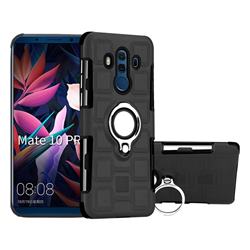 Ice Cube Shockproof PC + Silicon Invisible Ring Holder Phone Case for Huawei Mate 10 Pro(6.0 inch) - Black
